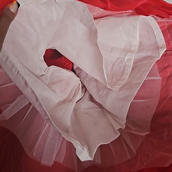 Toddler Girl's Custom-Made Rose Petals Chiffon Dress With Petticoat Red 12-Month - Picture 5 of 16